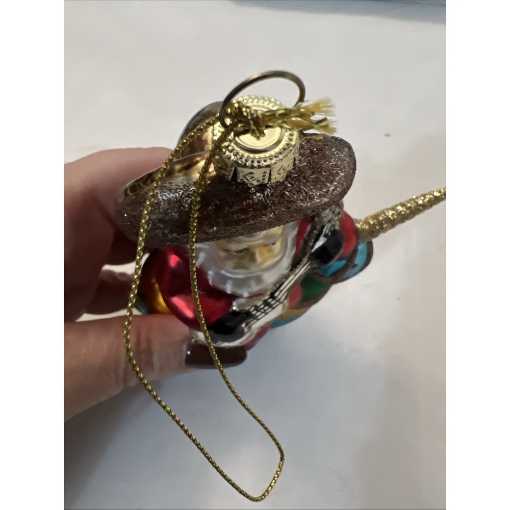 New Papa Noel Glass Christmas‎ Ornament Hispanic Mexican Santa Musician Pinata - Picture 6 of 7